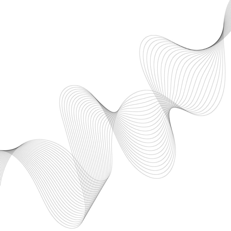 vague noire abstraite graphique de lignes courbes minces pour la conception, fond blanc vecteur