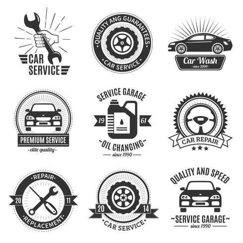 Auto Services Black White Emblems vecteur