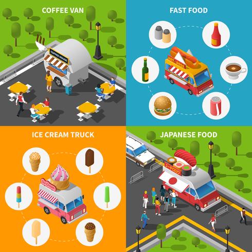 Street Food Concept Icons Set vecteur