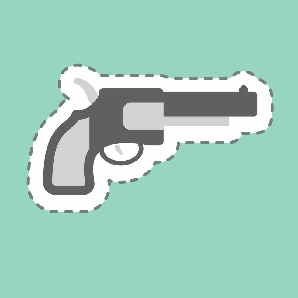 revolver autocollant, coupe de ligne - illustration simple, bon pour les impressions, les annonces, etc. vecteur