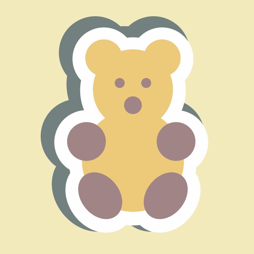 ours en peluche autocollant - illustration simple vecteur