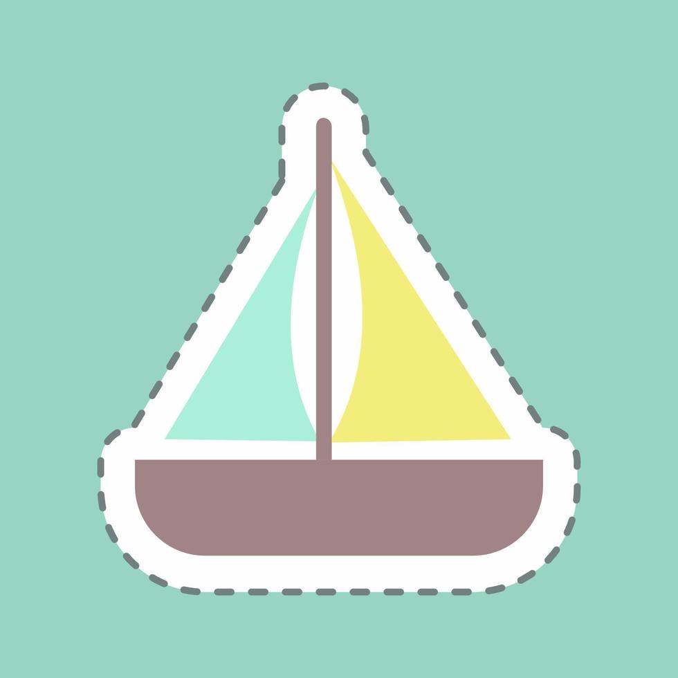 autocollant de ligne de bateau jouet coupé - illustration simple vecteur