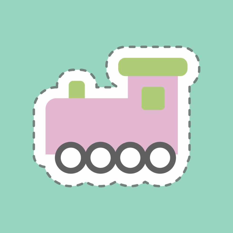 autocollant train jouet i line cut - illustration simple vecteur