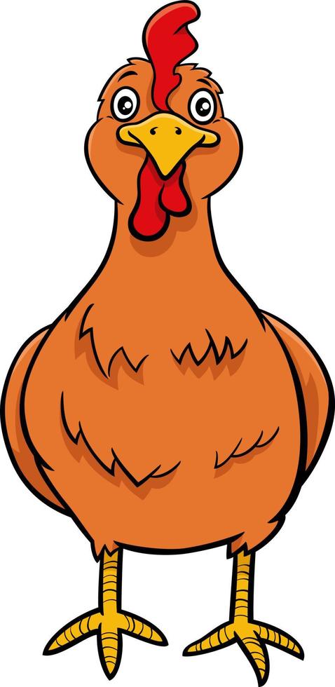 Poule de dessin animé ou personnage d'animal de ferme d'oiseau de poulet femelle vecteur