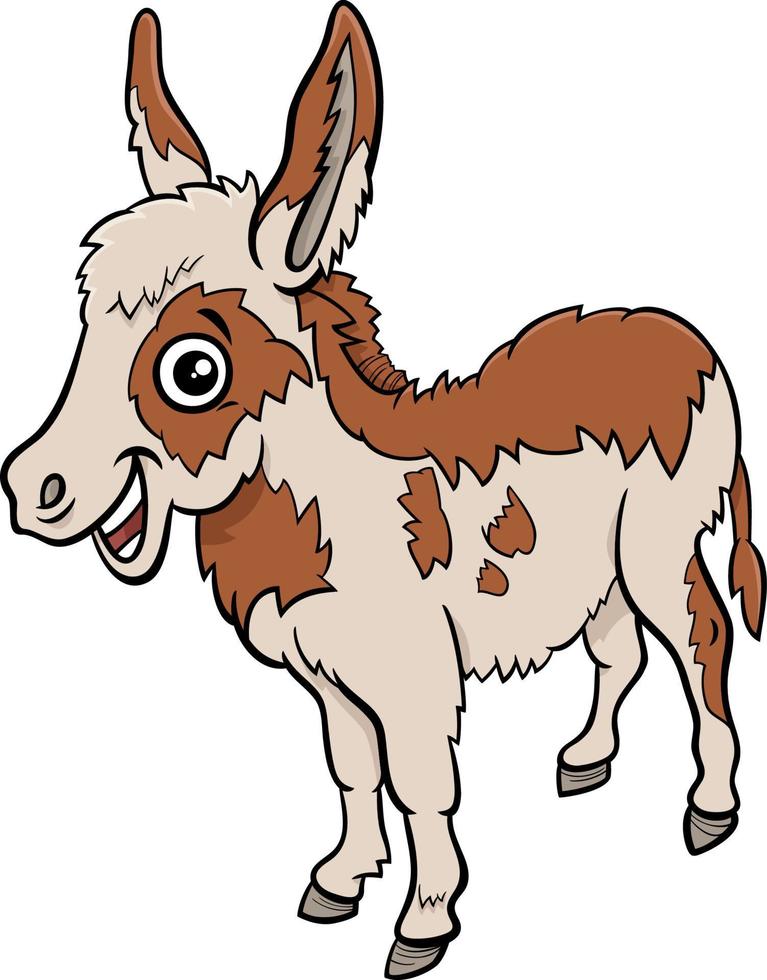 personnage d'animal de ferme de bébé âne de dessin animé vecteur
