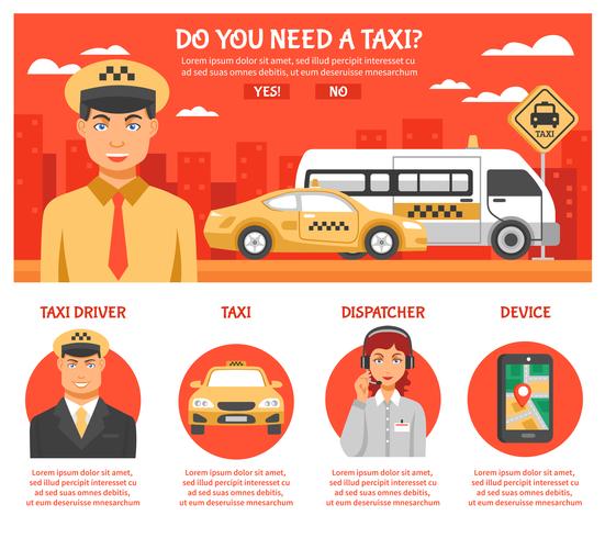 Infographie du service de taxi vecteur