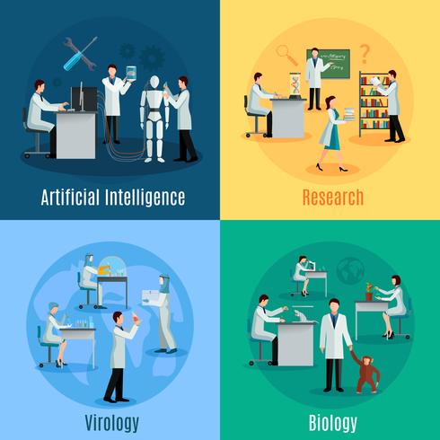 Scientists 2x2 Design Concept Set vecteur