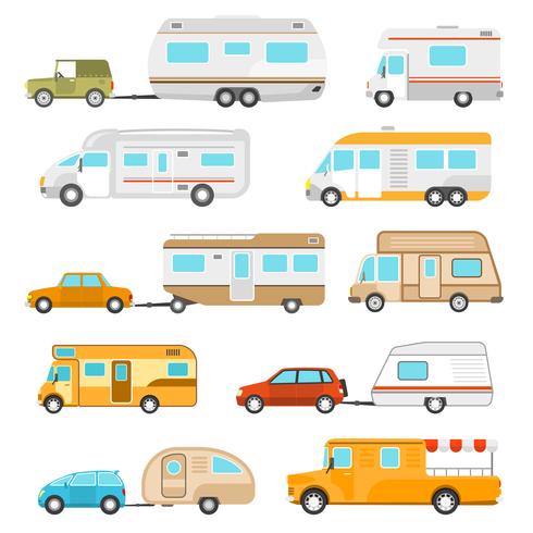 Ensemble d&#39;icônes de véhicules de loisirs vecteur