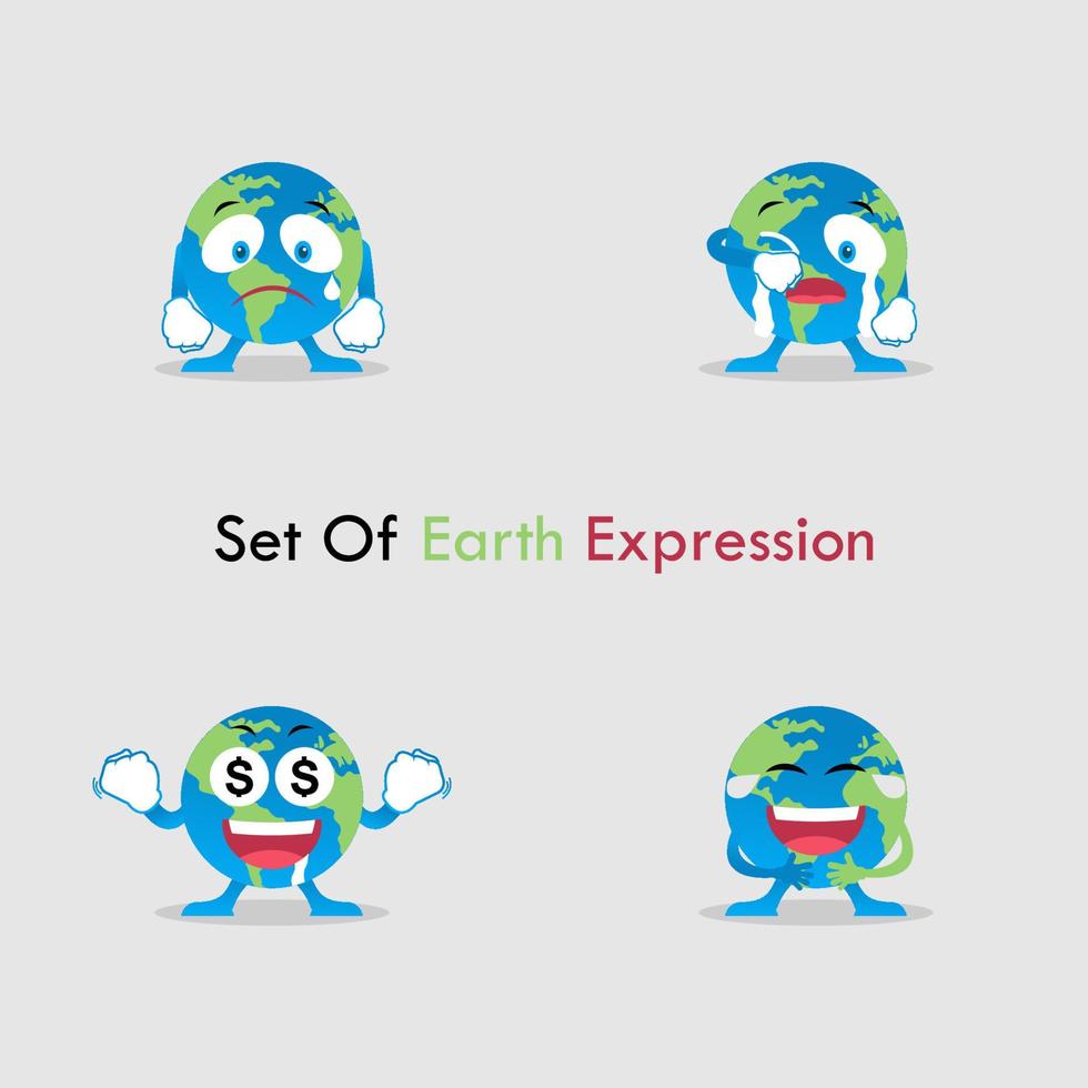 ensemble de graphiques vectoriels d'expression de la terre. parfait à utiliser pour les campagnes sur le jour de la terre et les programmes de préservation de la terre vecteur