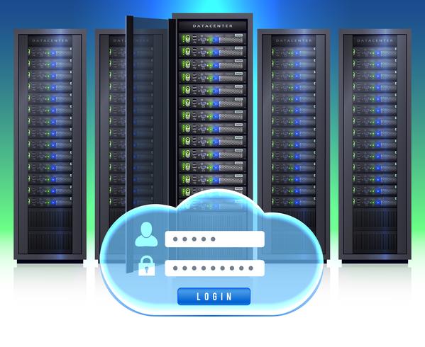 Racks de serveur Icône de connexion réaliste vecteur