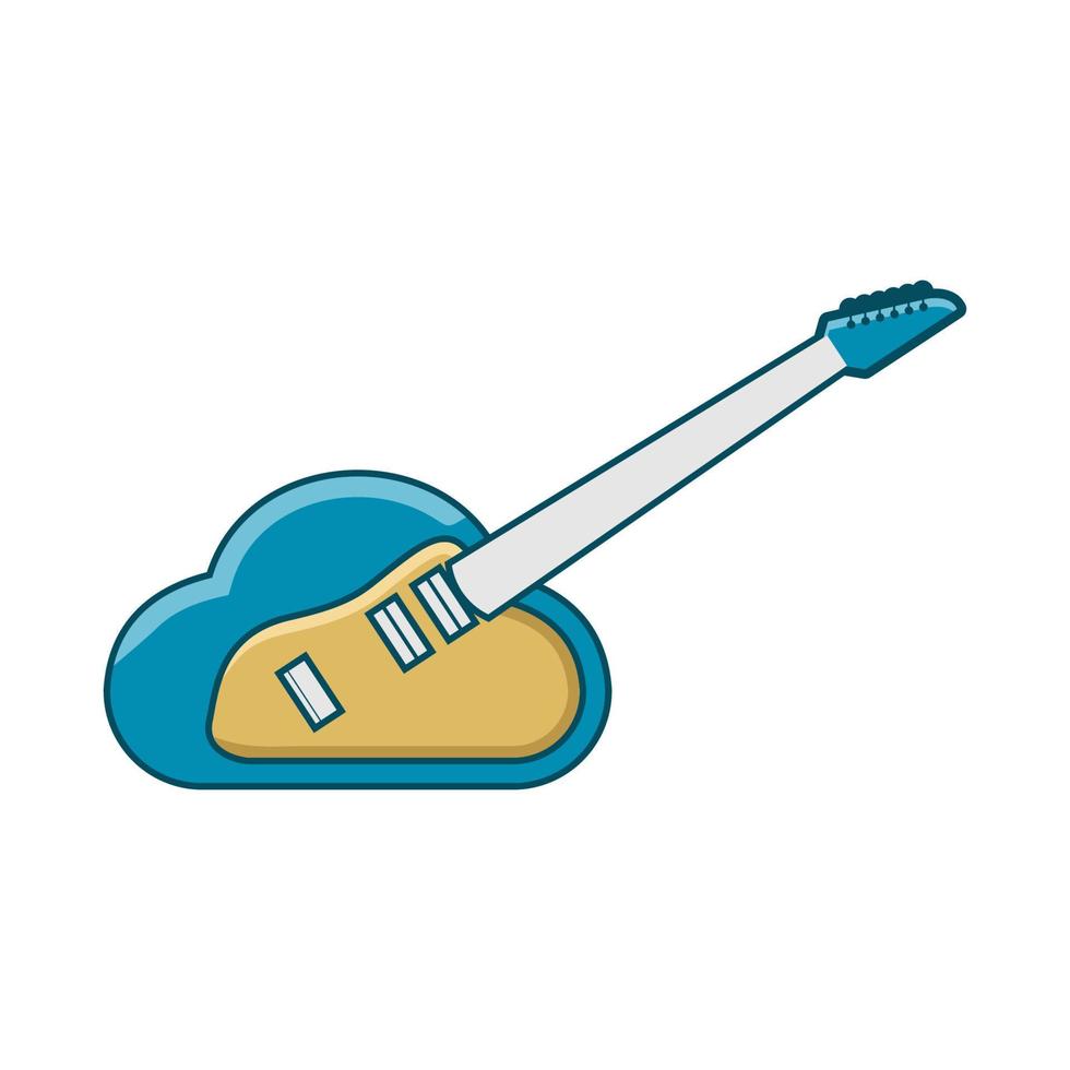 illustration vectorielle du logo de guitare cloud. parfait à utiliser pour une entreprise de musique vecteur