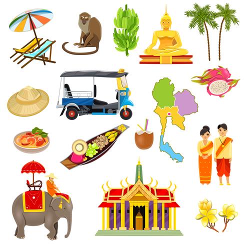Thaïlande Icons Set vecteur