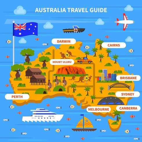 Illustration de guide de voyage en Australie vecteur