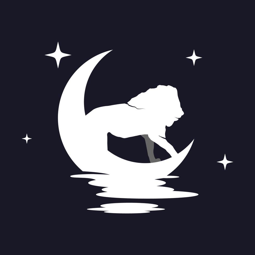 illustration vectorielle de lion avec fond de lune. parfait à utiliser pour un t-shirt ou un événement vecteur