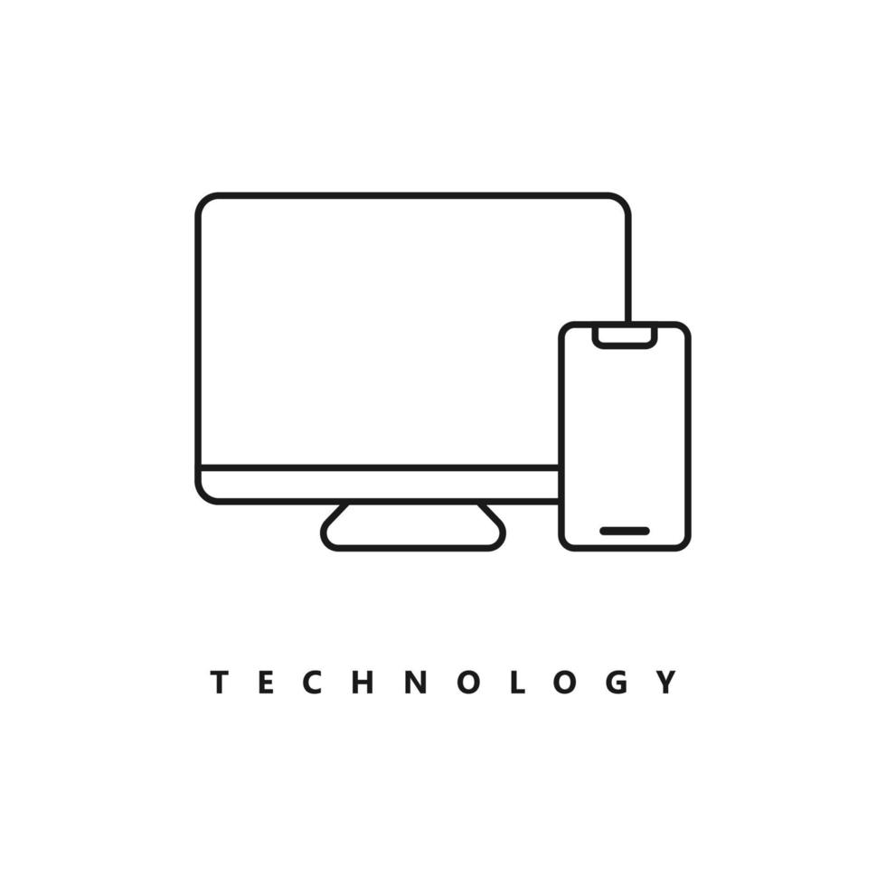 illustration vectorielle du logo de la ligne téléphone intelligent et moniteur. parfait à utiliser pour une entreprise technologique vecteur