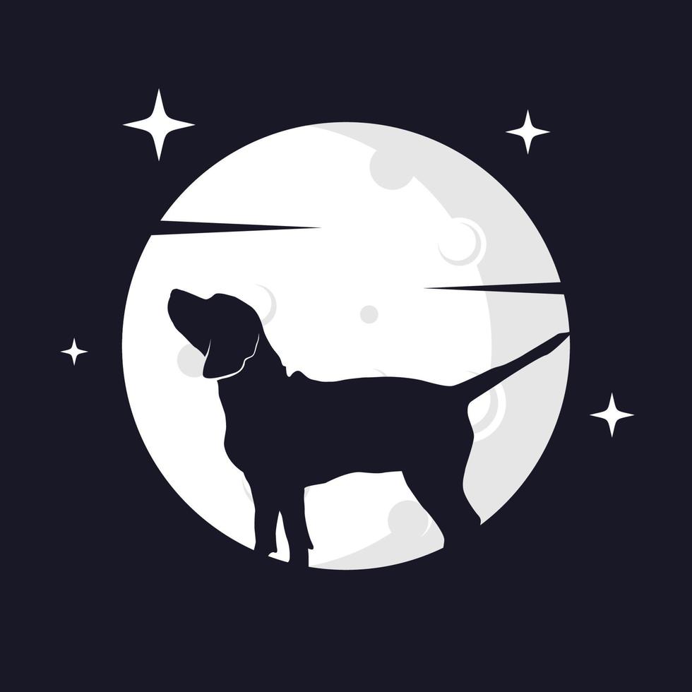 illustration vectorielle de chien beagle avec fond de lune. parfait à utiliser pour un t-shirt ou un événement vecteur