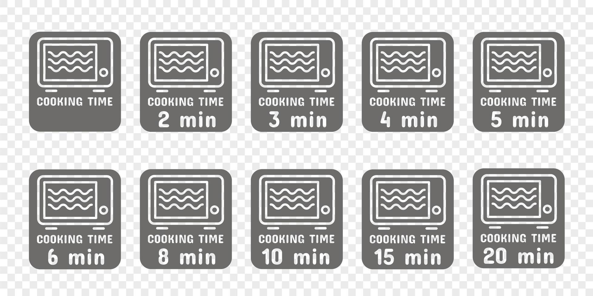 temps de cuisson et de chauffe au micro-ondes. symboles et icônes pour les instructions. vecteur