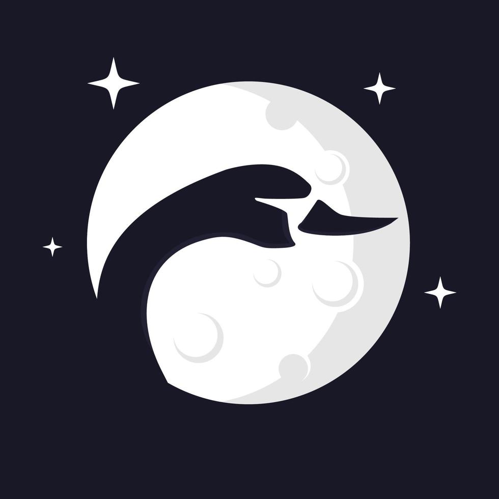 illustration vectorielle de cygne avec fond de lune. parfait à utiliser pour un t-shirt ou un événement vecteur