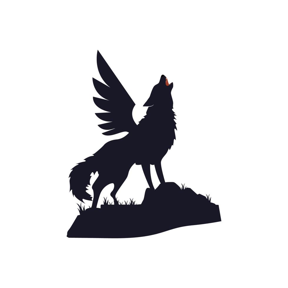 illustration vectorielle du logo de l'aile de loup. parfait à utiliser pour une entreprise technologique vecteur