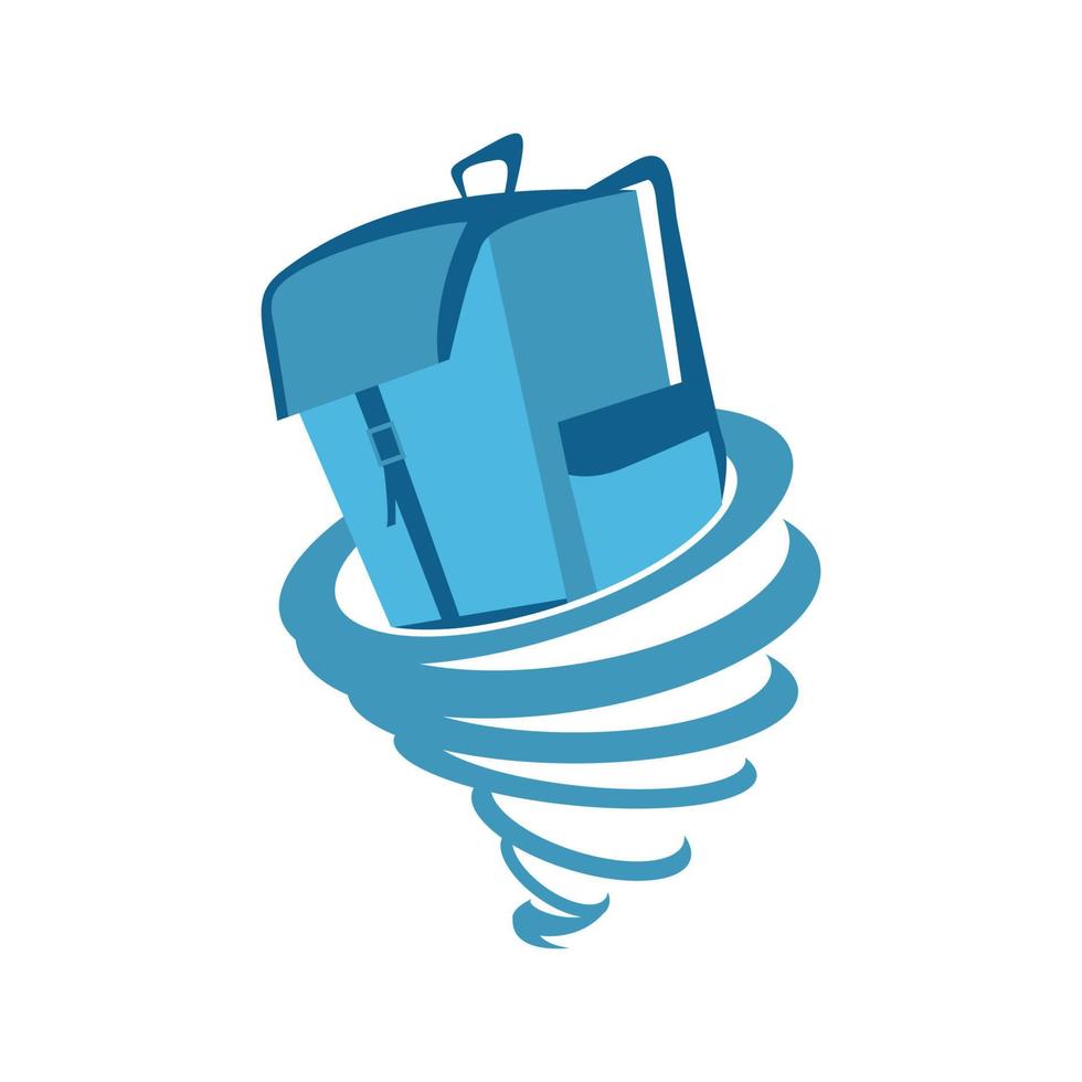 illustration vectorielle du logo du sac à dos tornado. parfait à utiliser pour une entreprise technologique vecteur