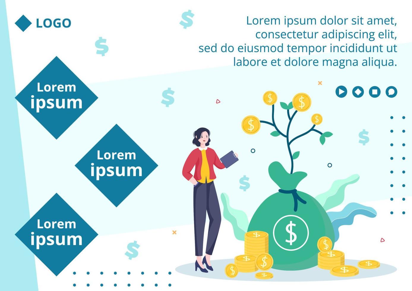 modèle de brochure d'investissement d'entreprise illustration de conception plate modifiable de fond carré adapté aux médias sociaux, aux cartes de voeux et aux annonces Internet sur le Web vecteur