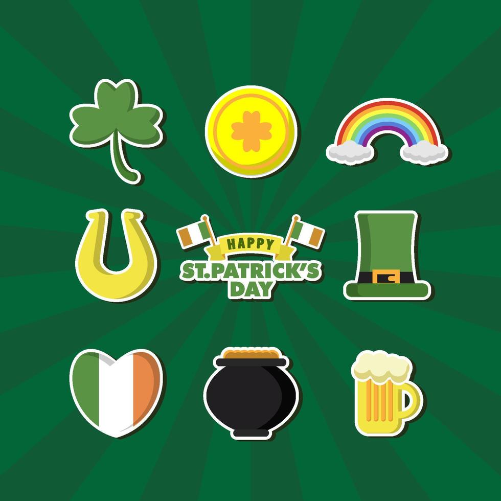 collection de jeu d'icônes de la Saint-Patrick vecteur