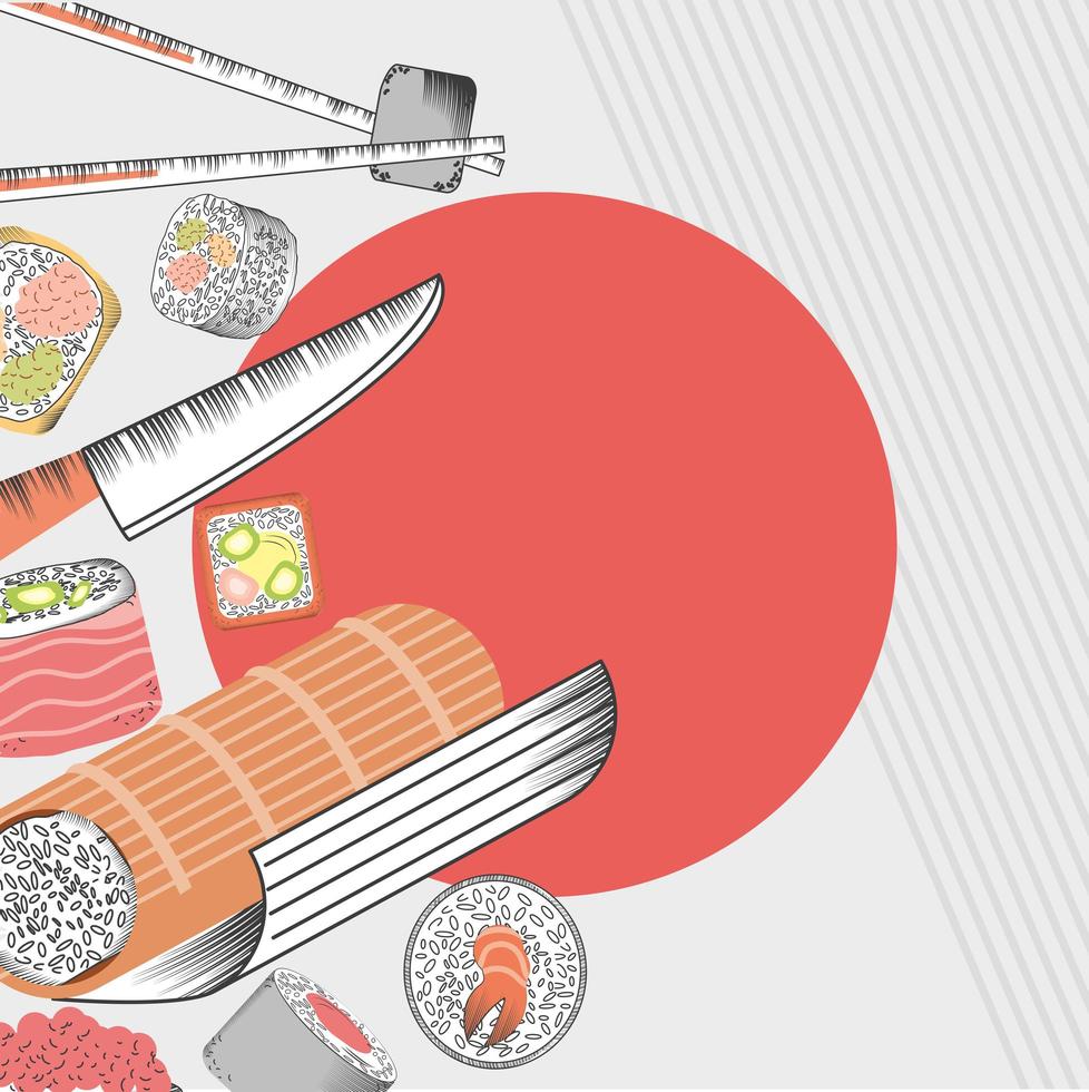 affiche de restaurant de sushis vecteur