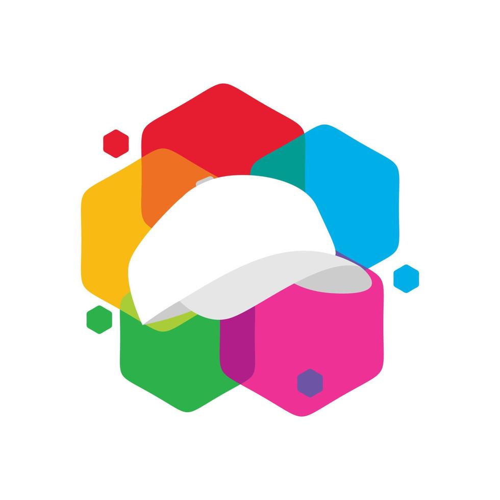 illustration vectorielle du logo de chapeau coloré. parfait à utiliser pour une entreprise technologique vecteur