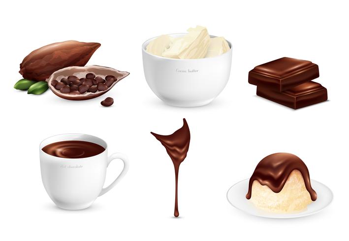 Ensemble de produits de cacao vecteur