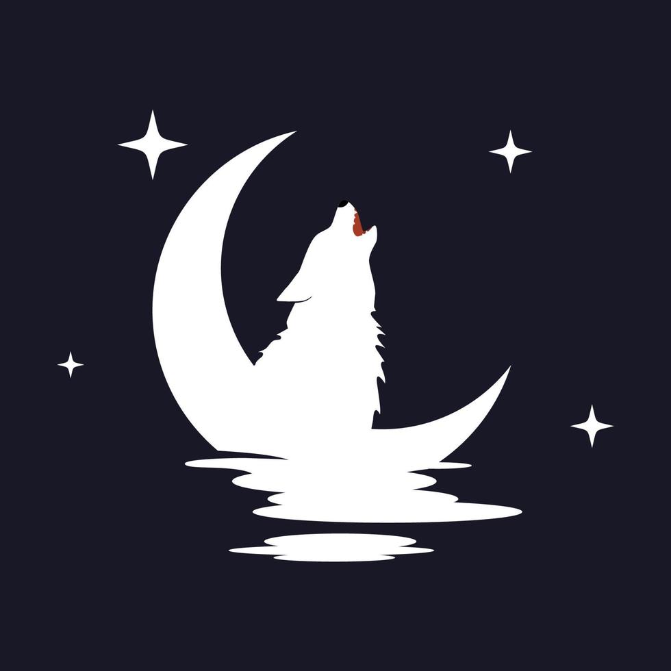 illustration vectorielle de loup avec fond de lune. parfait à utiliser pour un t-shirt ou un événement vecteur