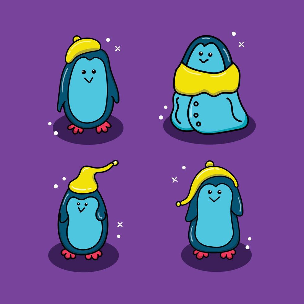 ensemble d'illustrations de pingouins mignons vecteur