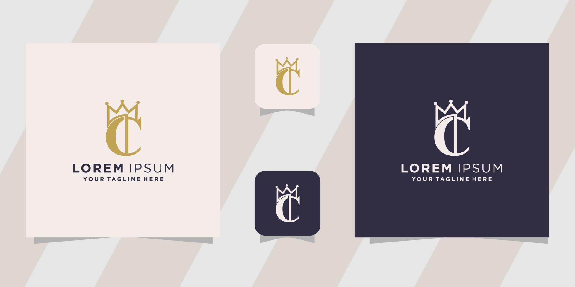 lettre c avec logo couronne design minimaliste vecteur