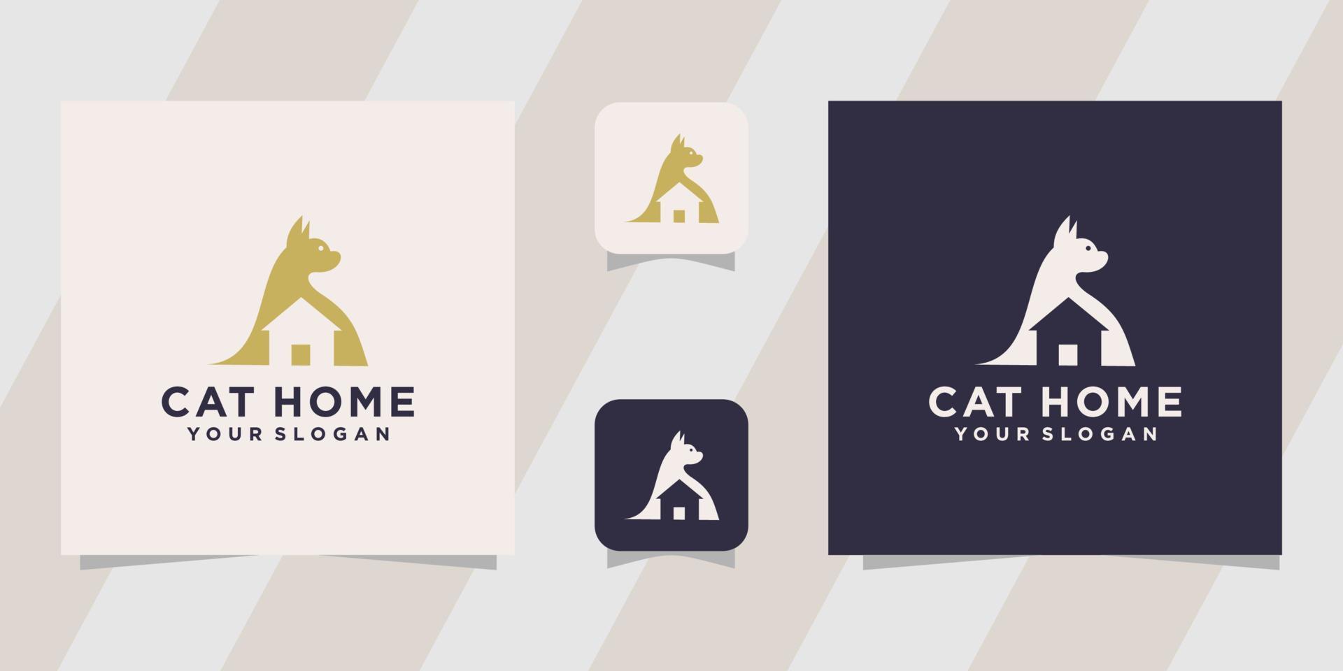 modèle de logo de maison de chat vecteur