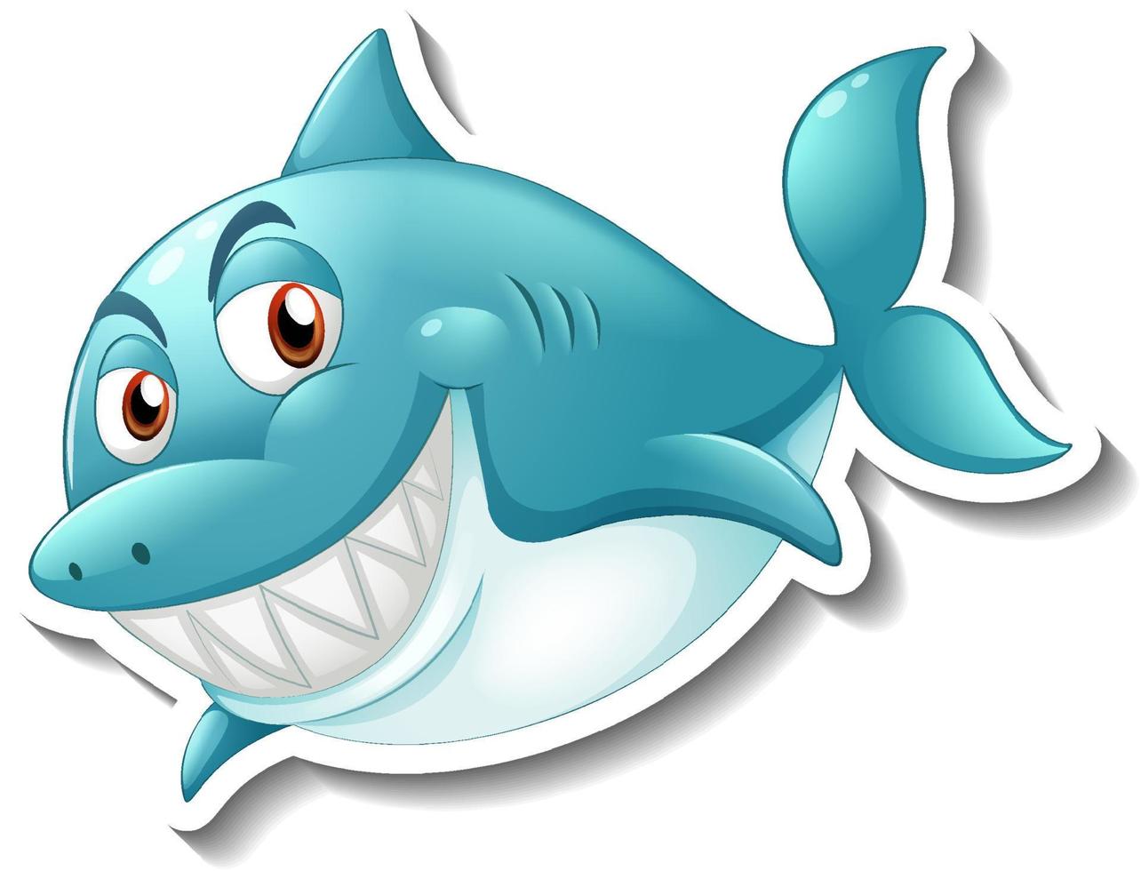 autocollant de dessin animé de requin souriant vecteur