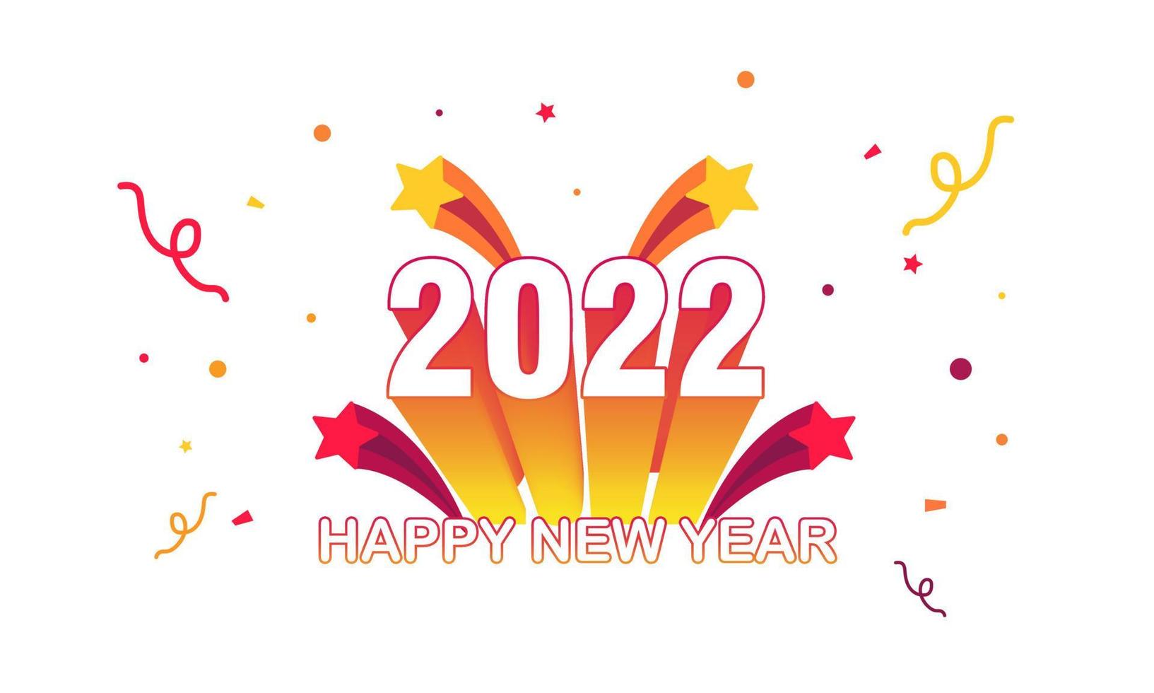 bonne année 2022 illustration avec des confettis sur fond isolé vecteur