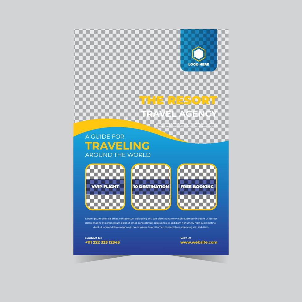 modèle de conception de flyer ou d'affiche d'agence de voyages vecteur