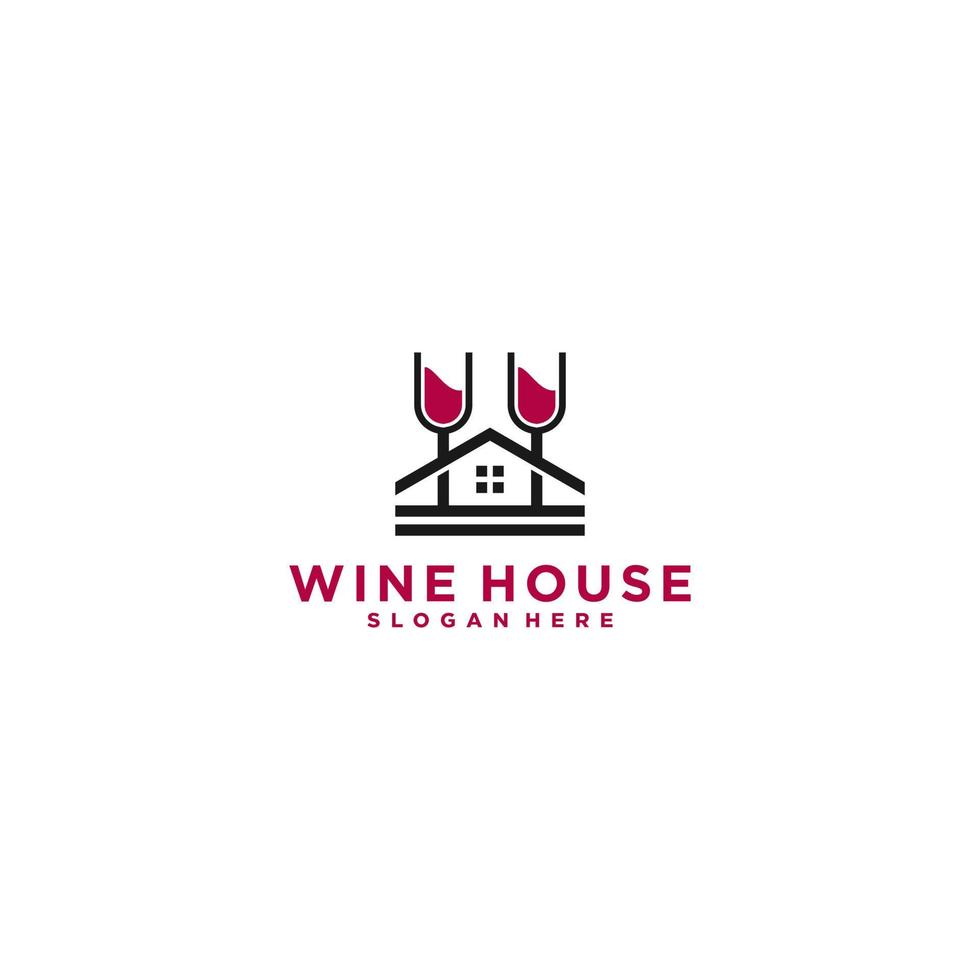 logo de la maison du vin avec des verres à boire combinés avec la maison vecteur