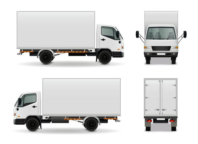 Maquette de publicité réaliste pour camions vecteur
