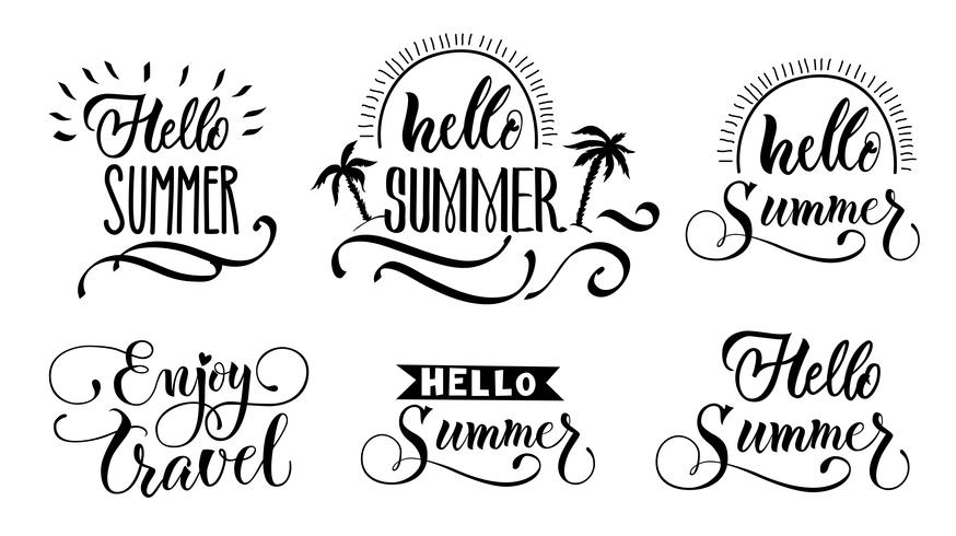 Bonjour Summer Lettering Set vecteur