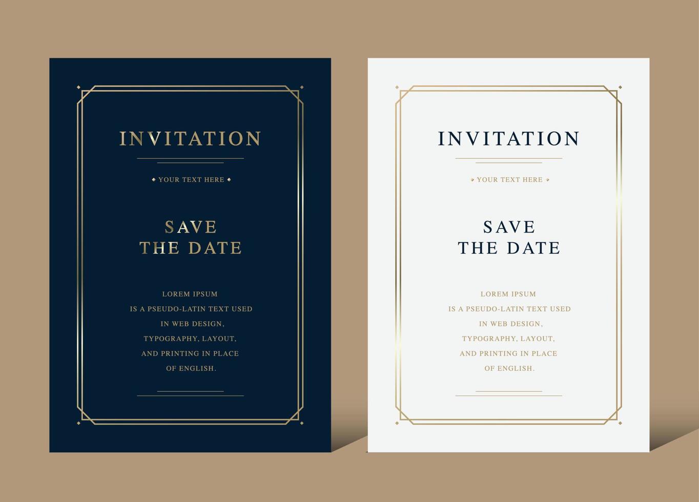 modèle de carte d'invitation de luxe vecteur doré vintage