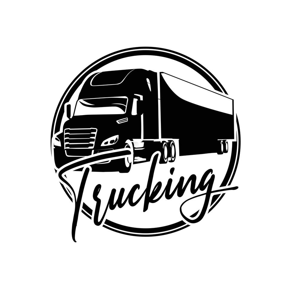 logo de l'entreprise de camionnage. concept de logo emblème insigne audacieux. vecteur de modèle de logo prêt à l'emploi isolé