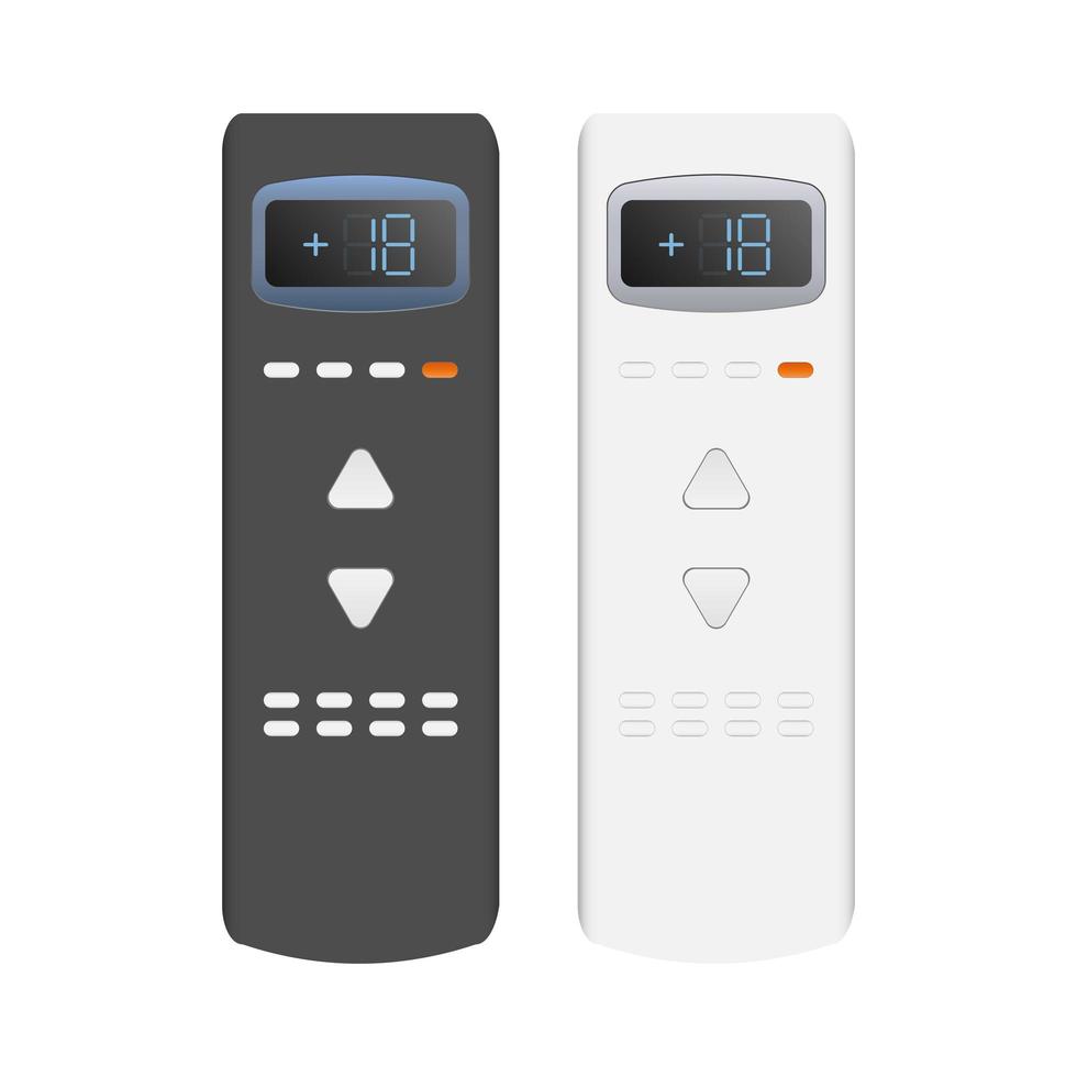 un ensemble de télécommandes du climatiseur 3d. télécommande vectorielle réaliste. isolé sur blanc vecteur