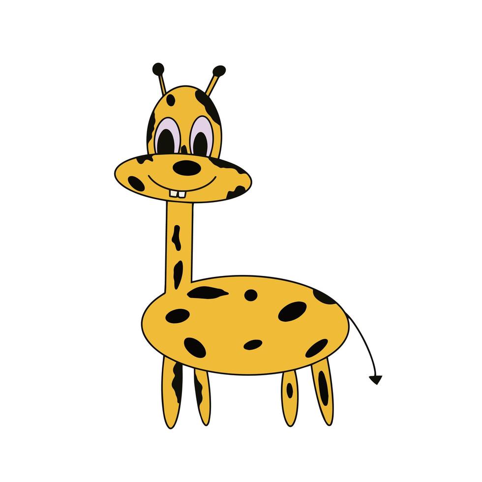 girafe drôle dans un style plat. icône de girafe jaune. bon pour les cartes postales, les autocollants et les livres pour enfants. vecteur. vecteur