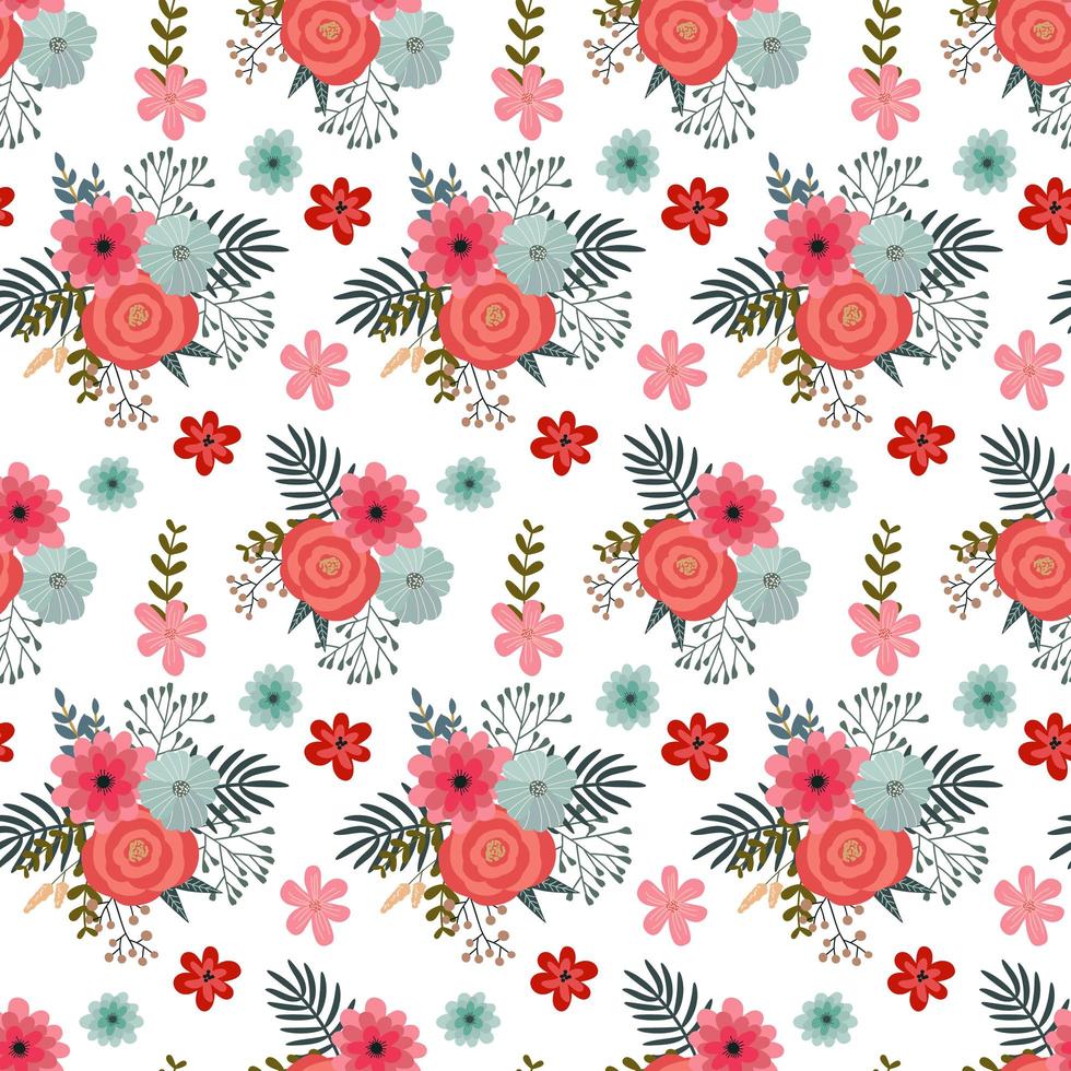 motif vectoriel avec des fleurs, des baies et des coeurs, à utiliser pour le jour saint valentin, emballage, textiles, conception de linge de lit