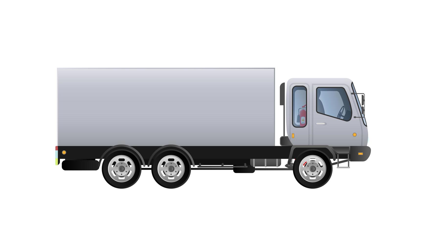 vue latérale du petit camion de vecteur. livraison de marchandises. conception de couleur unie et plate. camion blanc pour le transport. isolé sur fond blanc. vecteur