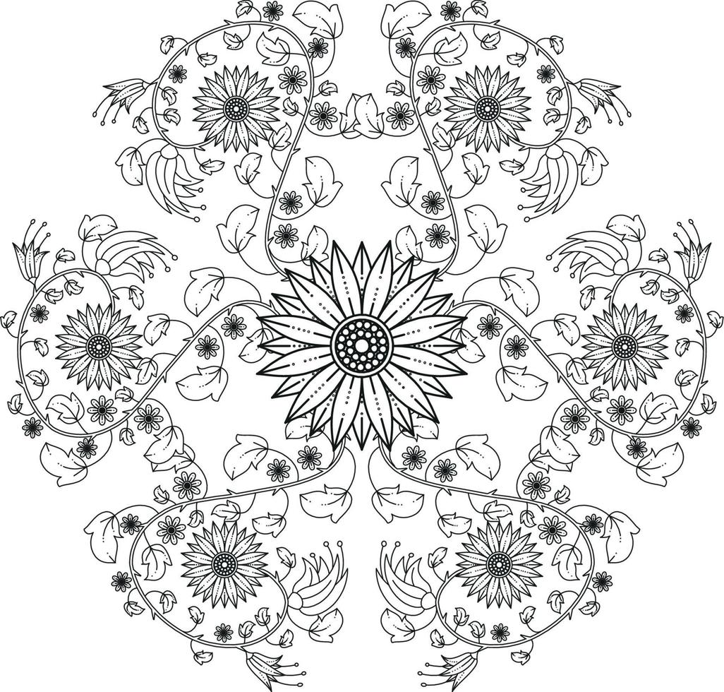 coloriage de mandala pour adultes. éléments décoratifs vintage. page de livre de coloriage. fichier vectoriel