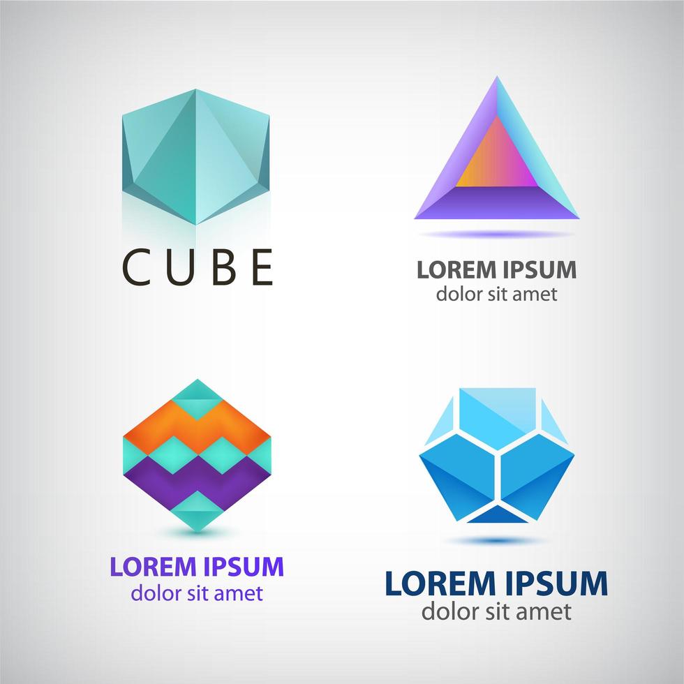 ensemble de vecteurs de formes abstraites, logos, icônes isolés. vecteur