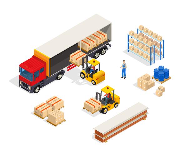 Composition de chargement de véhicule d&#39;entrepôt vecteur