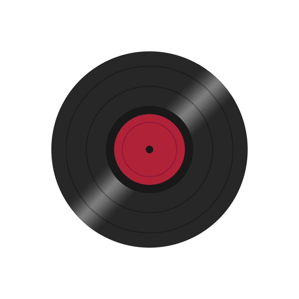 plaque de disque vinyle dj noir pour lecteur de musique et fond blanc. illustration vectorielle vecteur
