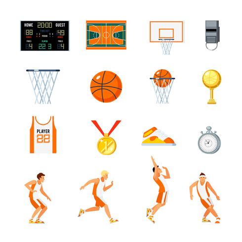 Ensemble d&#39;icônes orthogonales de basket-ball vecteur